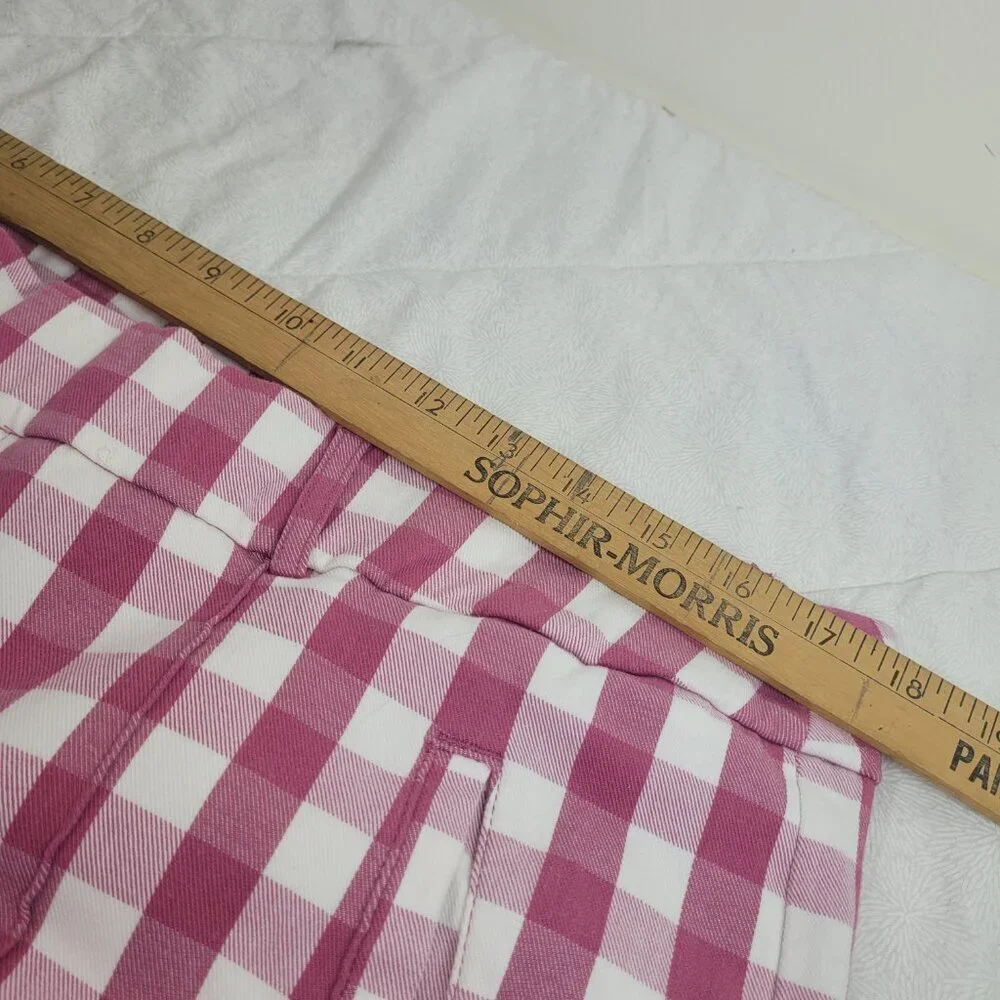 Time and Tru pink white gingham check capri pants zip front pockets pinup 18 - Picture 6 of 11